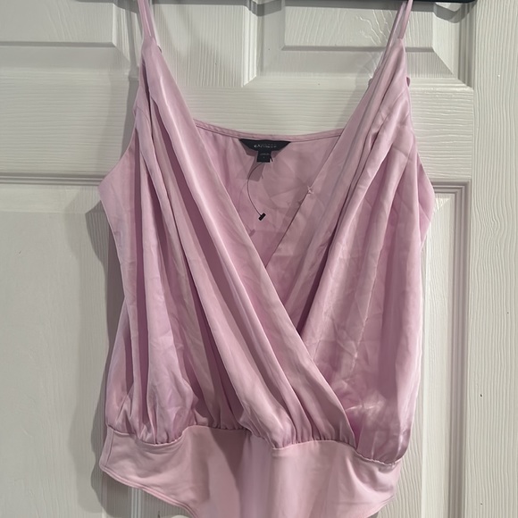 NWOT Express Satin Faux Wrap Cami Thong Bodysuit - Picture 3 of 3